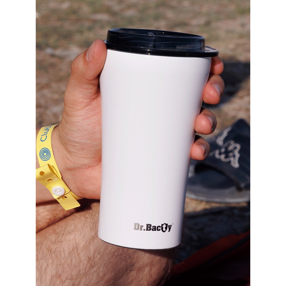 Kubek termiczny na kawę Dr.Bacty Apollo 2.0 - Eliksir cierpliwości - 360 ml - Glossy White