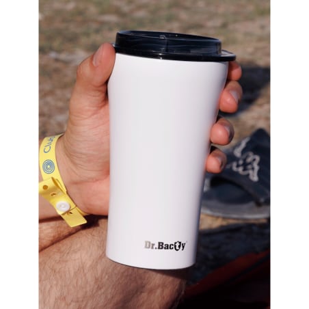 Kubek termiczny na kawę Dr.Bacty Apollo 2.0 - Eliksir cierpliwości - 360 ml - Glossy White
