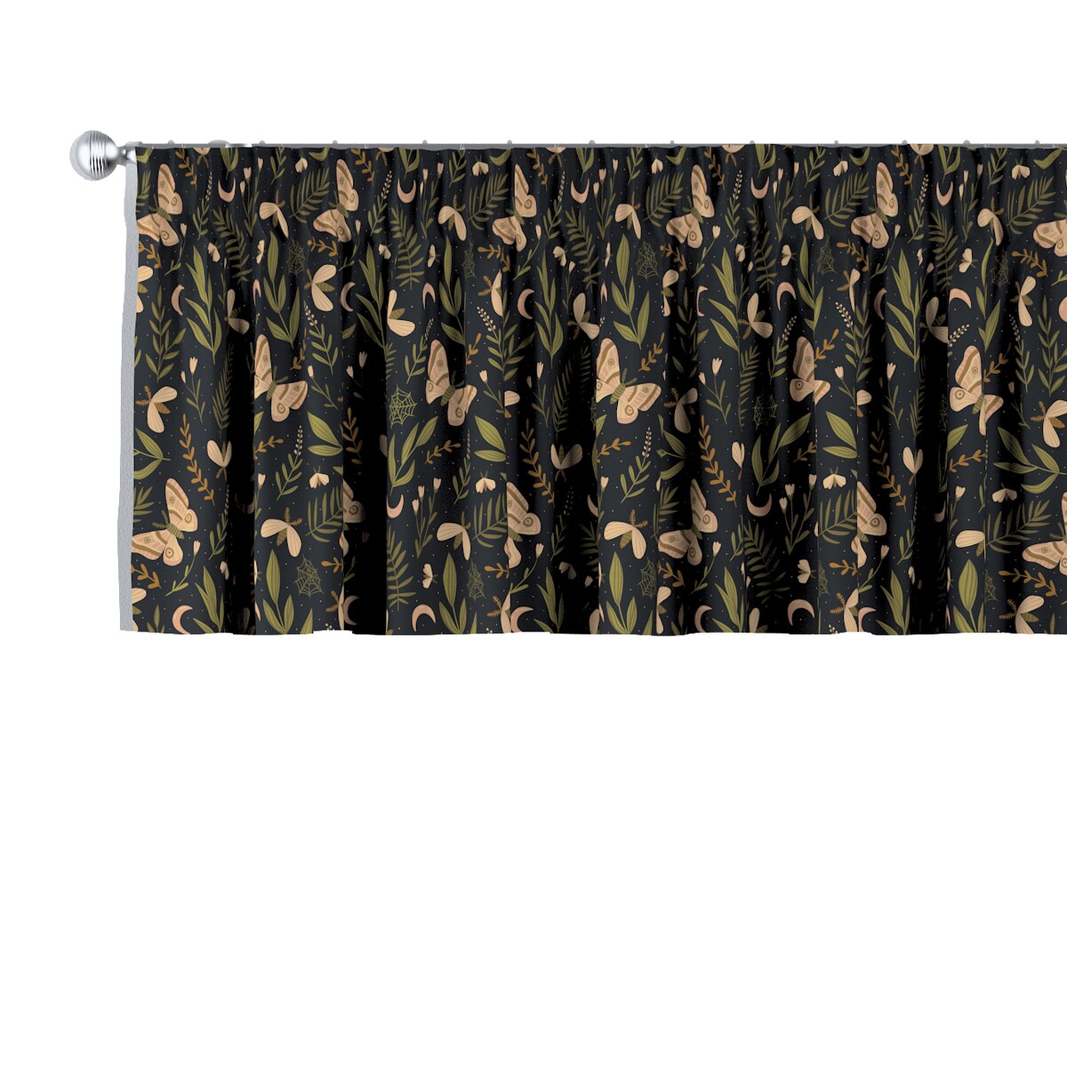 Lambrekin na taśmie marszczącej 260x40 czarno-zielony