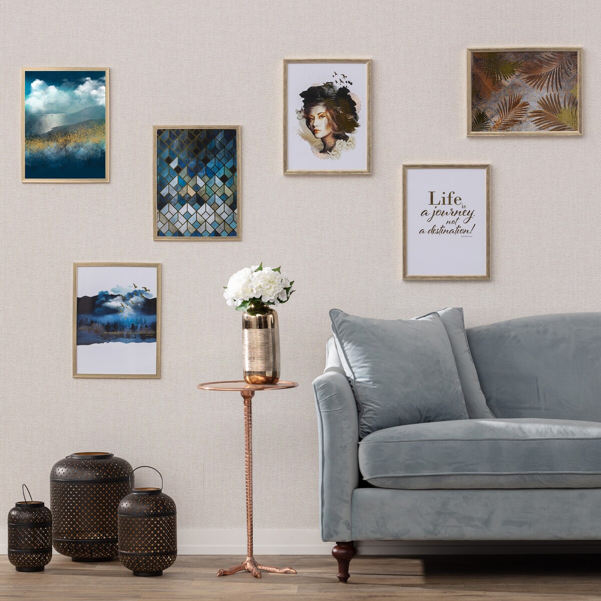 Obraz Impression 30x40cm gold&navy, 30 x 40 cm