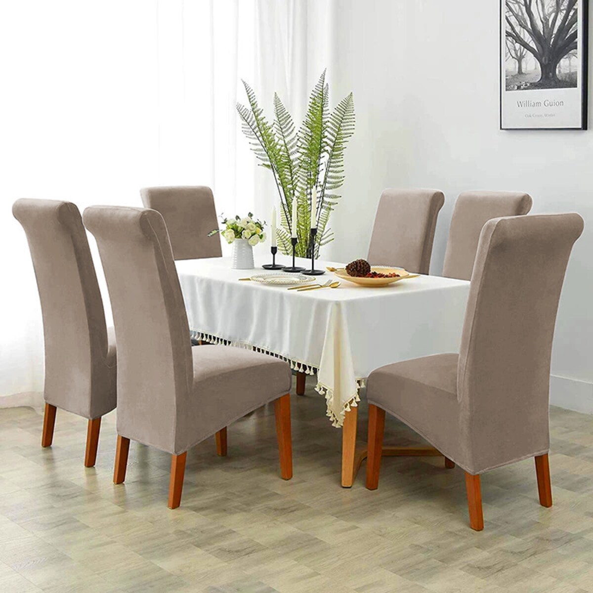 POKROWIEC NA KRZESŁO XL CHŁODNY BEŻ WELUR ELASTYCZNY [21DL]