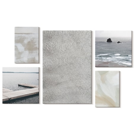 Zestaw 5 obrazów na płótnie - Abstrakcja nowoczesne tekstury w stylu industrialnym - szary