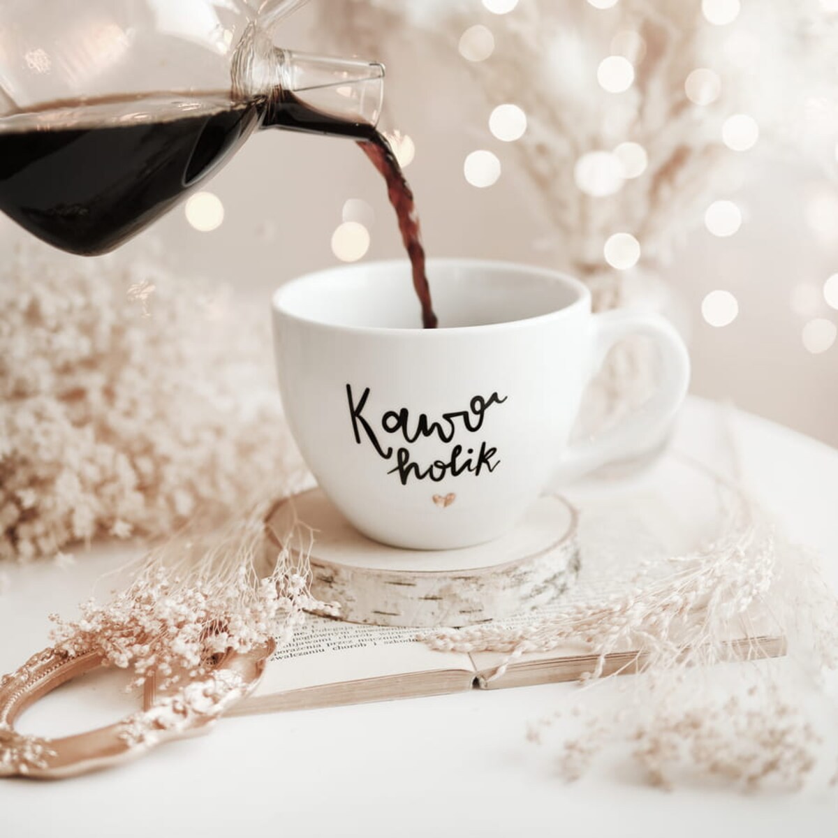 Kubek 500 ml - Kawoholik ZŁOTE SERCE