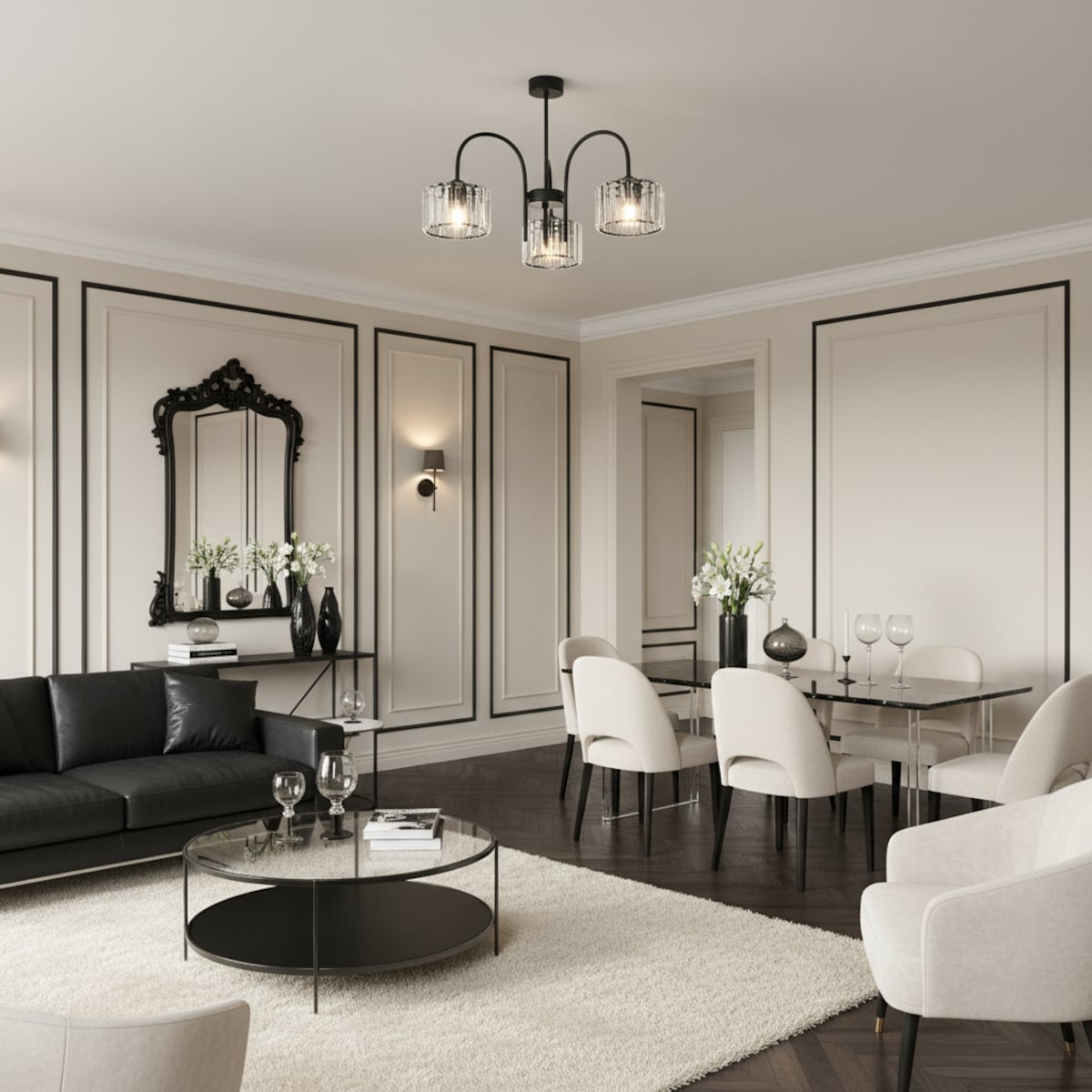 lampa sufitowa wisząca 3 punktowa edylit glamour