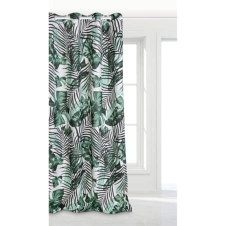 Zasłona Gotowa do Salonu na Przelotkach 140 x 250 Palmy Liście Jungle Zielona