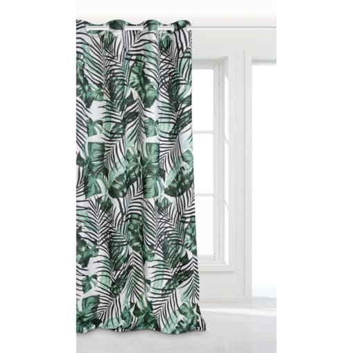 Zasłona Gotowa do Salonu na Przelotkach 140 x 250 Palmy Liście Jungle Zielona