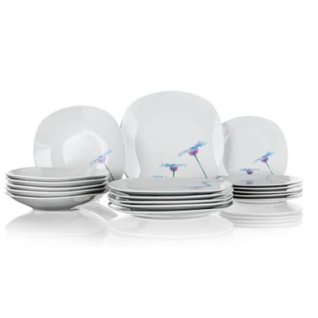 KOMPLET OBIADOWY 6 osób KWIATY talerze BANQUET kwadratowe HABRY na prezent