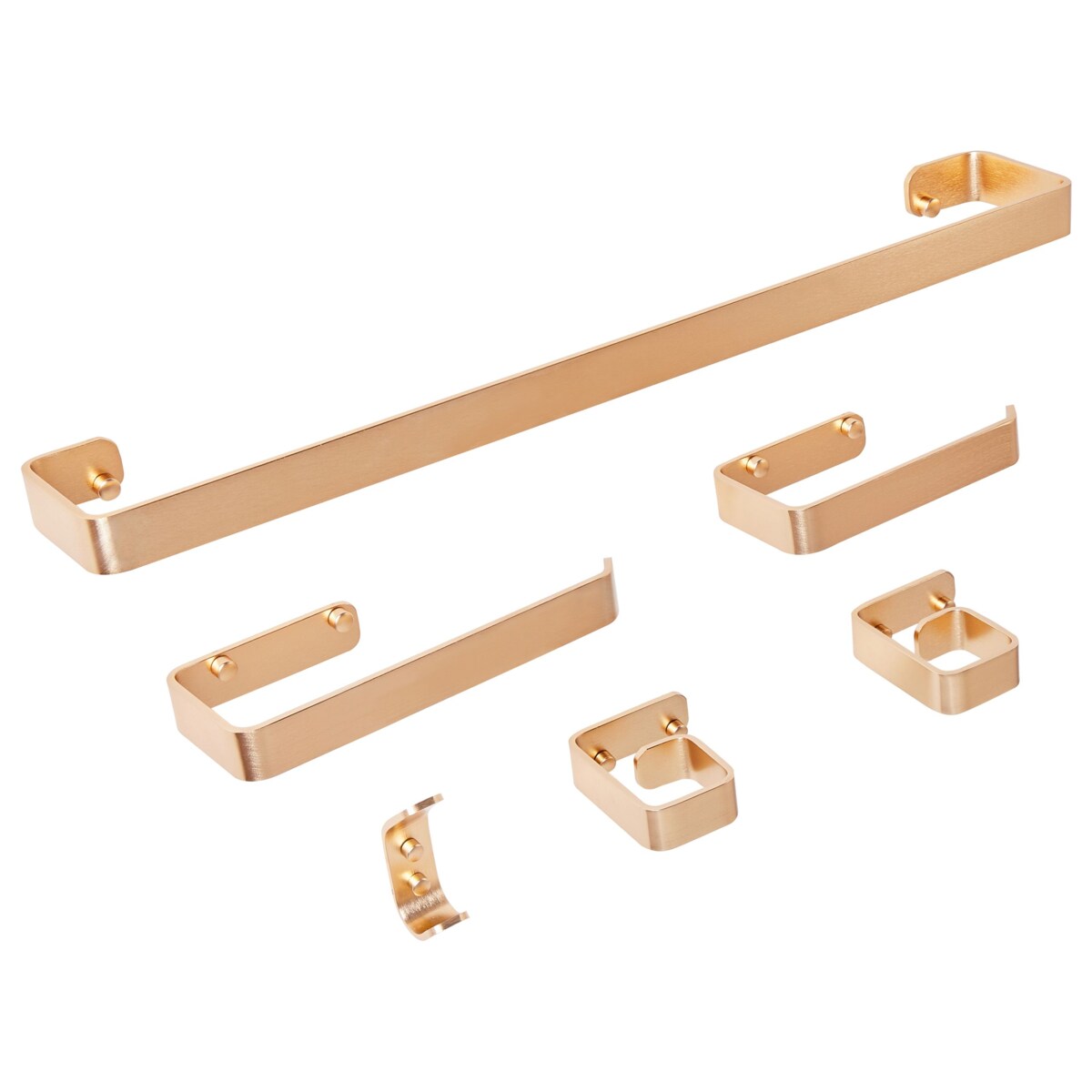 Zestaw akcesoriów toaletowych 6 elementów ZORRITOS Z uchwytami i haczykami na ręczniki Metal Złoty