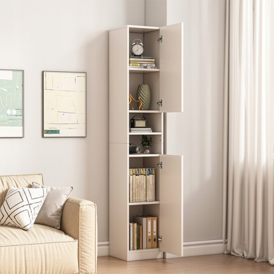 Regał Szafka Biała Nowoczesna Stojąca Słupek Wysoki Loft 2 Drzwi 180 Cm