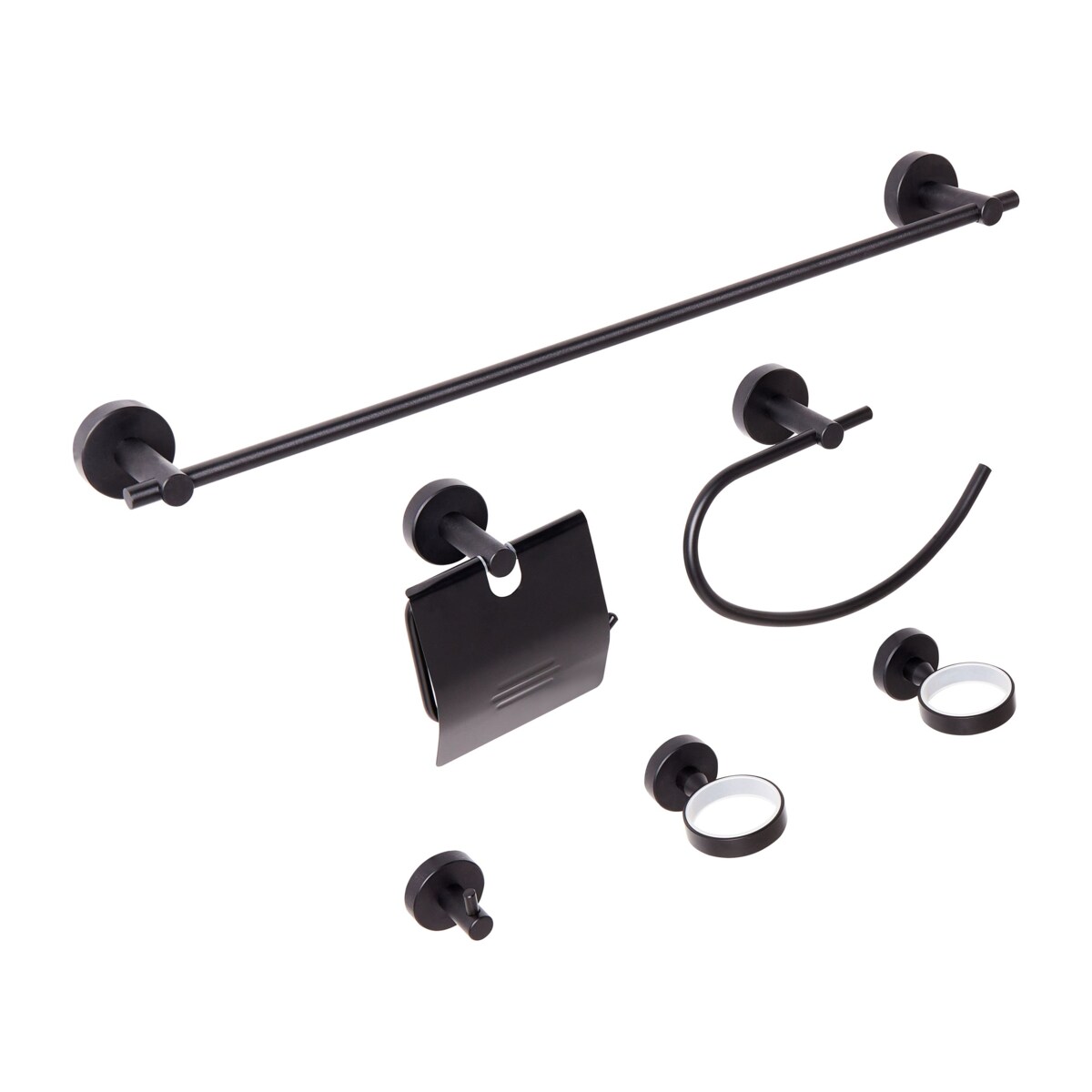 Zestaw akcesoriów toaletowych 6 elementów ZARUMA Z uchwytami i haczykami na ręczniki Czarny