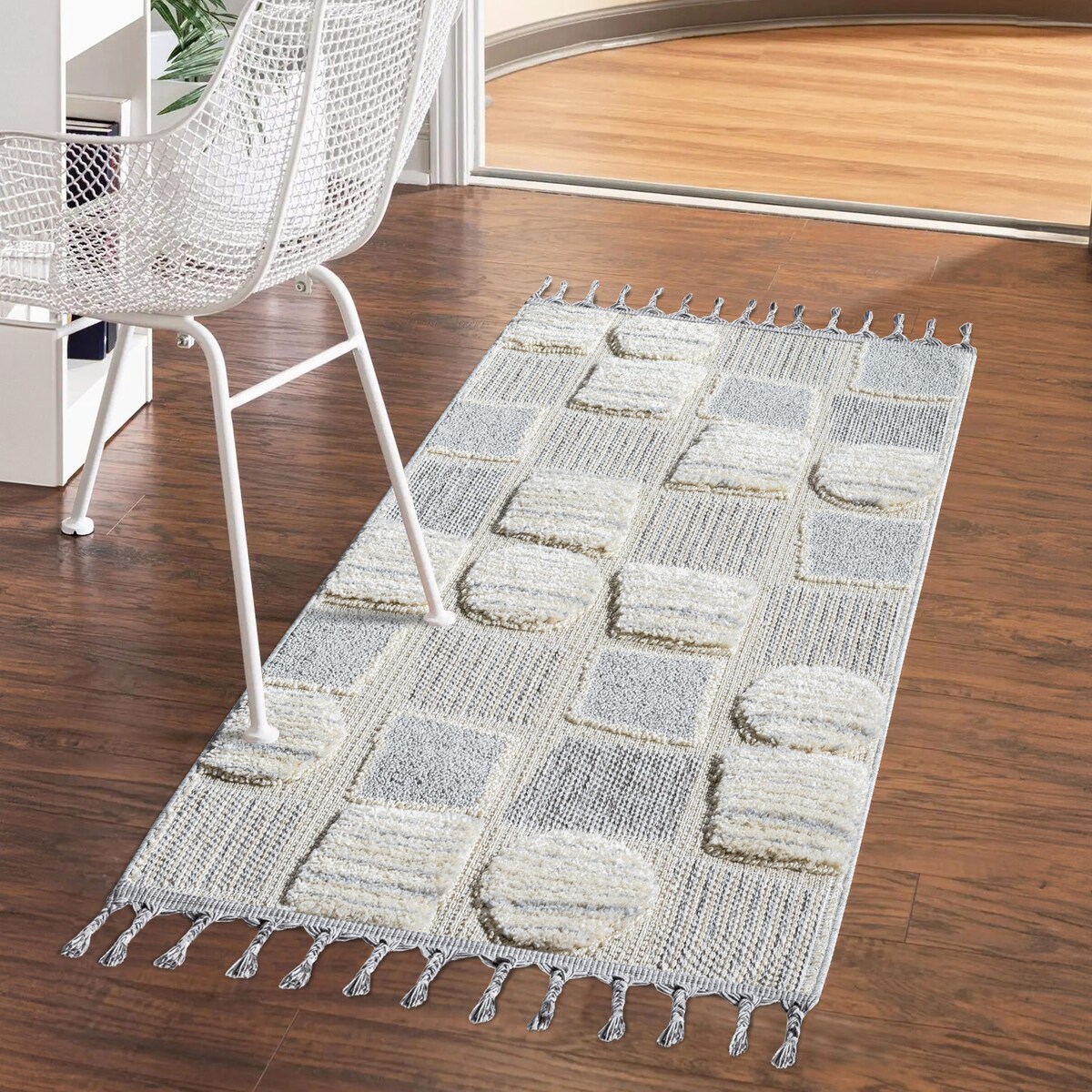 Dywan z frędzlami Cut&Loop Boho-Chic Valora 9500 Szary 120x170