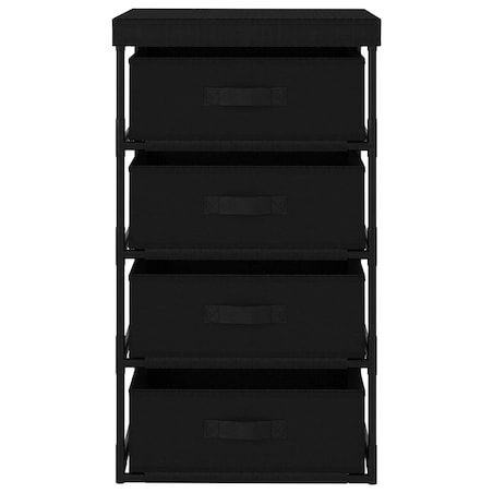 vidXL Regał z 4 koszami z tkaniny, stalowy, czarny