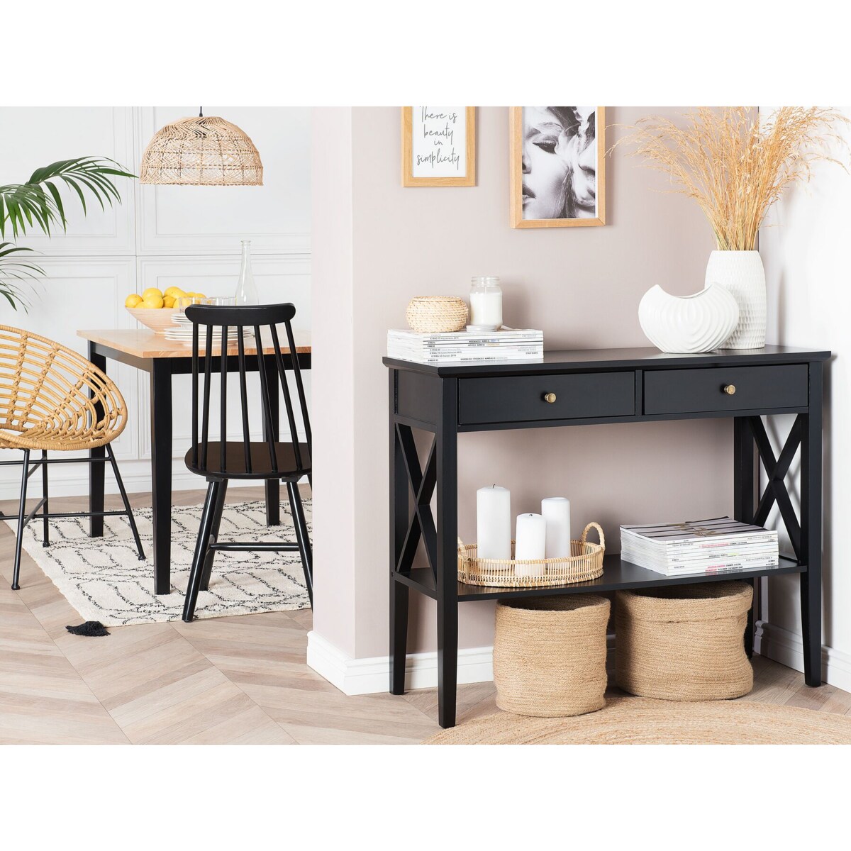 Konsola 2 szuflady czarna AVENUE