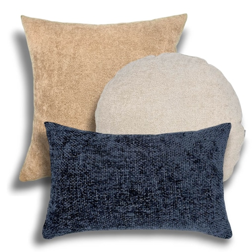 Beżowo granatowy zestaw trzech poduszek dekoracyjnych - Heaven Ronda Cyntia
