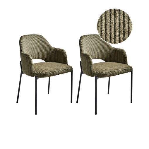 Zestaw 2 krzeseł do jadalni RATON Sztruks Oliwkowy