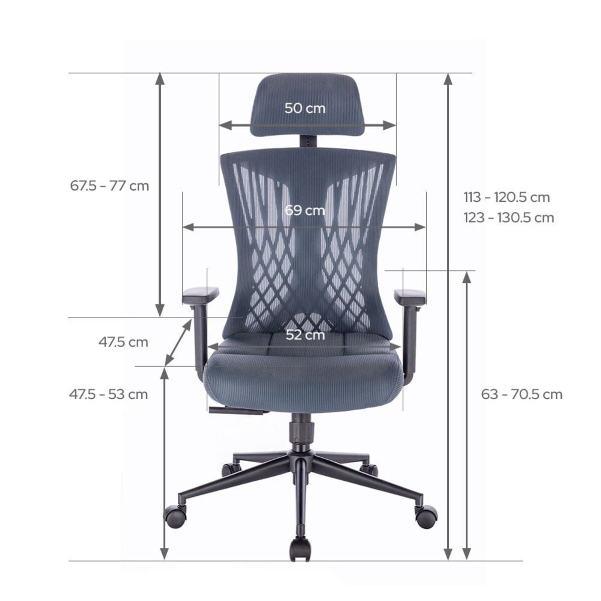 FOTEL BIUROWY ERGONOMICZNY AVERY SZARONIEBIESKI