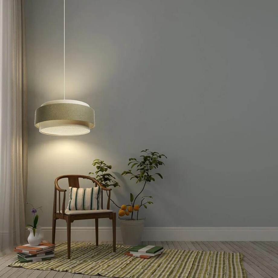 Lampa wisząca ERUTAN DUDU RATTAN kremowa/zielona