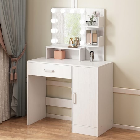 Toaletka kosmetyczna makijażu wizażu z lustrem led nowoczesna glamour loft