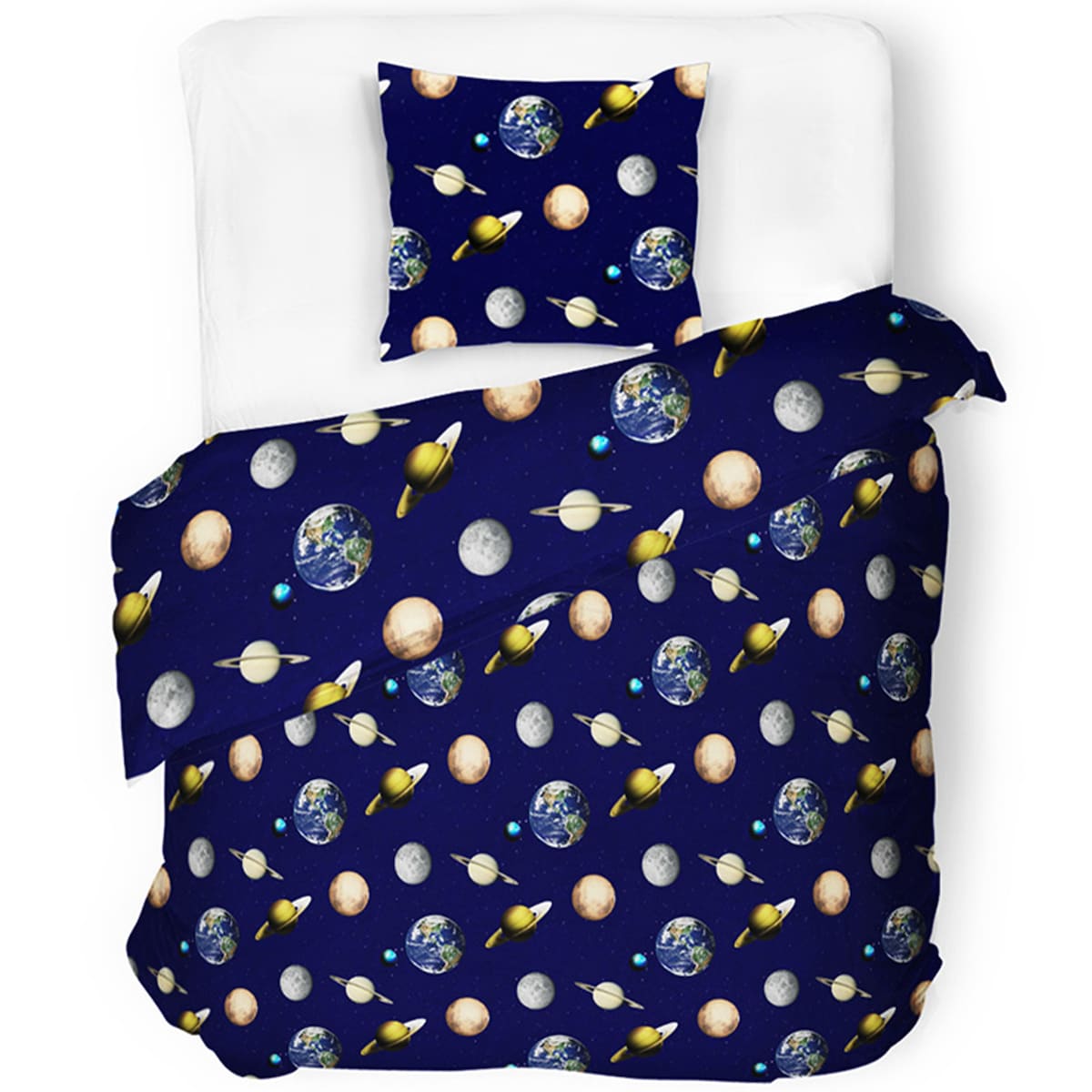 konsimo SIDUS bawełniany komplet pościeli, 140x200, granatowy, planety