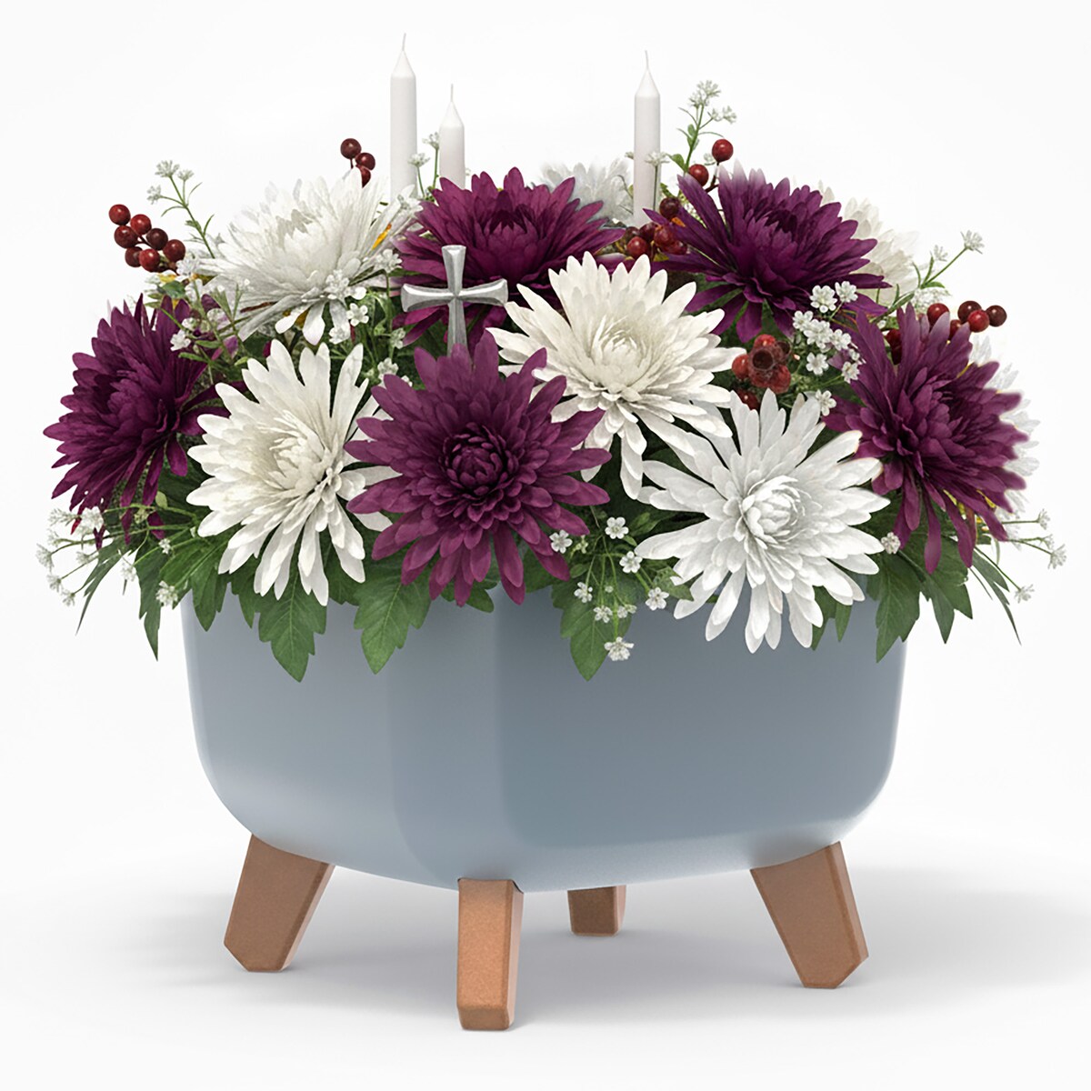 Donica Na Cmentarz Doniczka Na Nóżkach Na Wszystkich Świętych Szara 24 Cm