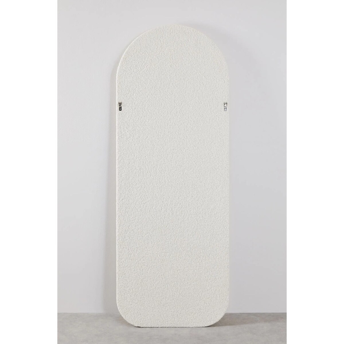 Lustro w półowalnej ramie bouclé kość słoniowa 160x60 cm