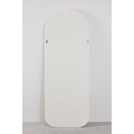 Lustro w półowalnej ramie bouclé kość słoniowa 160x60 cm