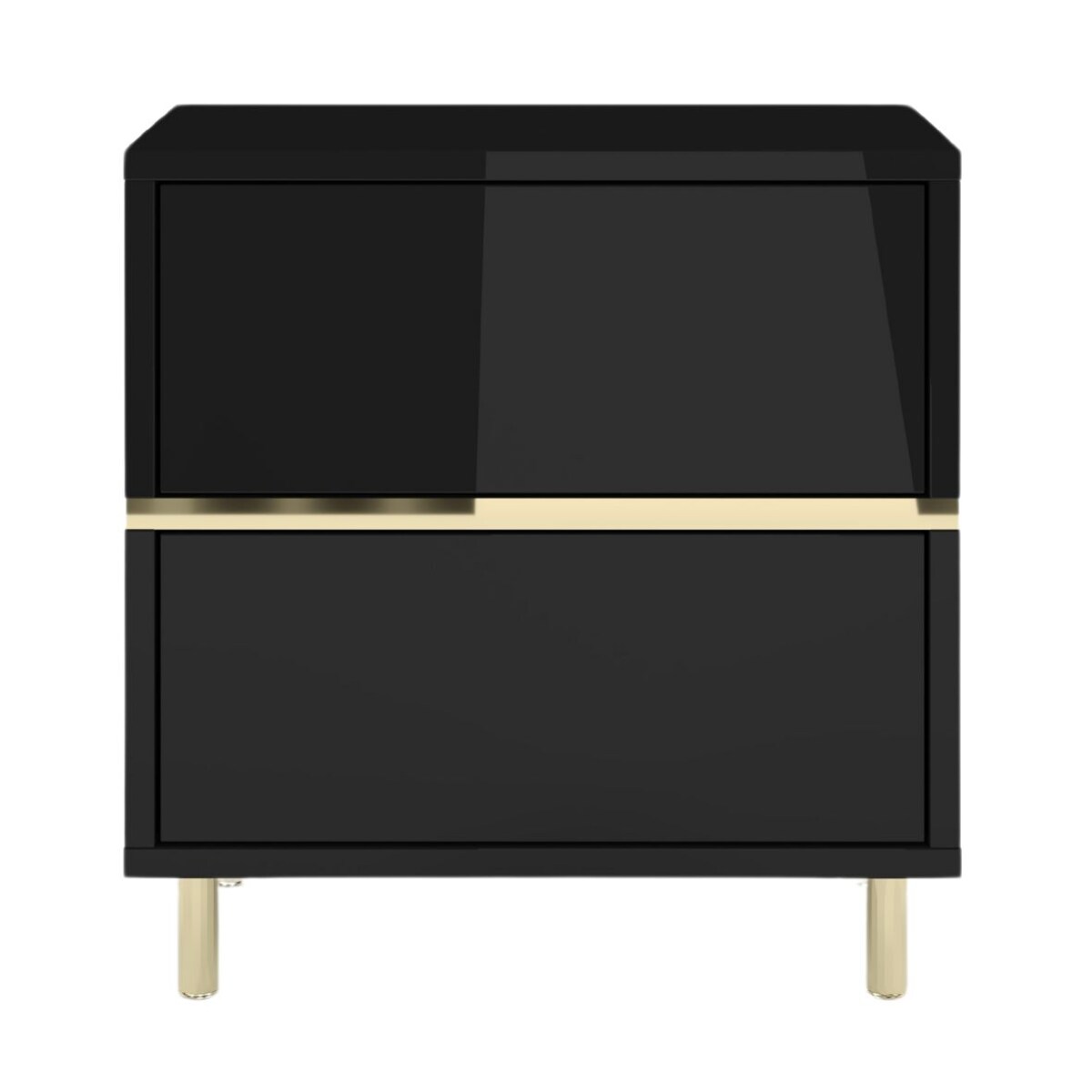 Elegancka czarna szafka nocna Dancan MARIKA ze złotymi dodatkami