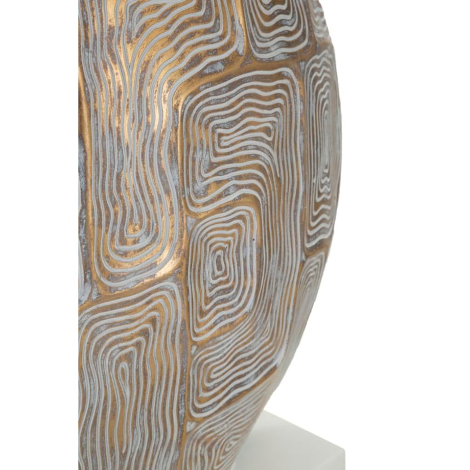 Lampa stołowa Eclips, kolor złoty i biały, żywica syntetyczna i żelazo, 38 x 38 x 64 cm, 1 x E27, max. 40 W, do salonu i sypialni, Mauro Ferretti