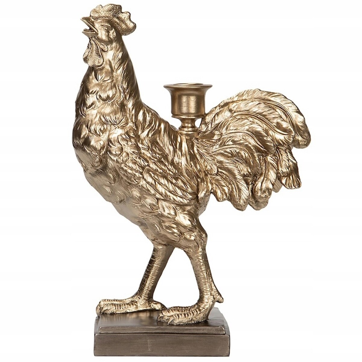 FIGURKA KOGUT ŚWIECZNIK KANDELABR ZŁOTY WIELKANOCNYKURA NA WIELKANOC