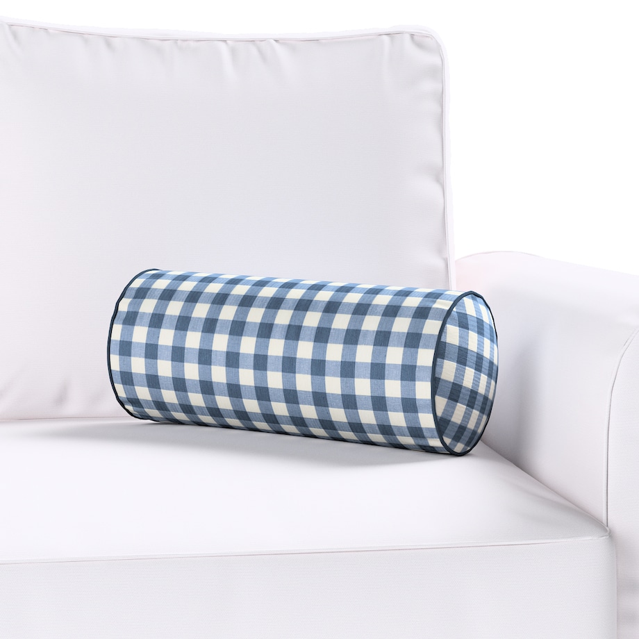 Poduszka wałek prosty, granatowo-biała kratka (1,5x1,5cm), Ø16 x 40 cm, Quadro