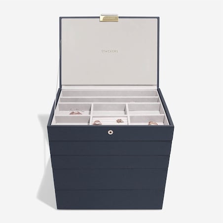 Szkatułka na biżuterię Stackers Pebble pięcioelementowa classic granatowa