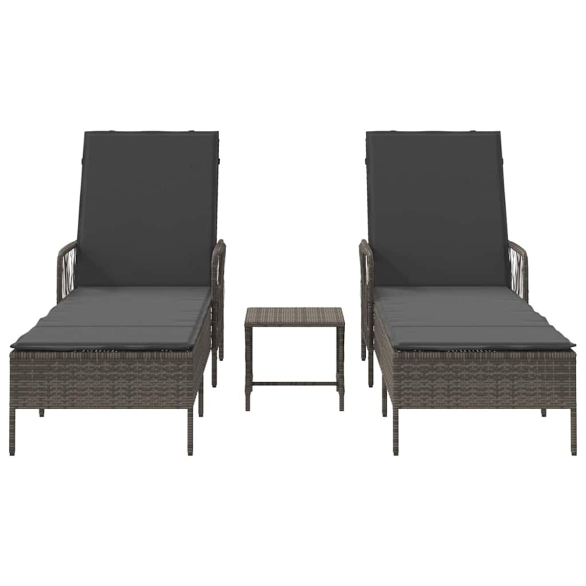 vidaXL Leżak z poduszką 2-osoba 2 pcs Szary 35 x 35 x 32cm polirattan