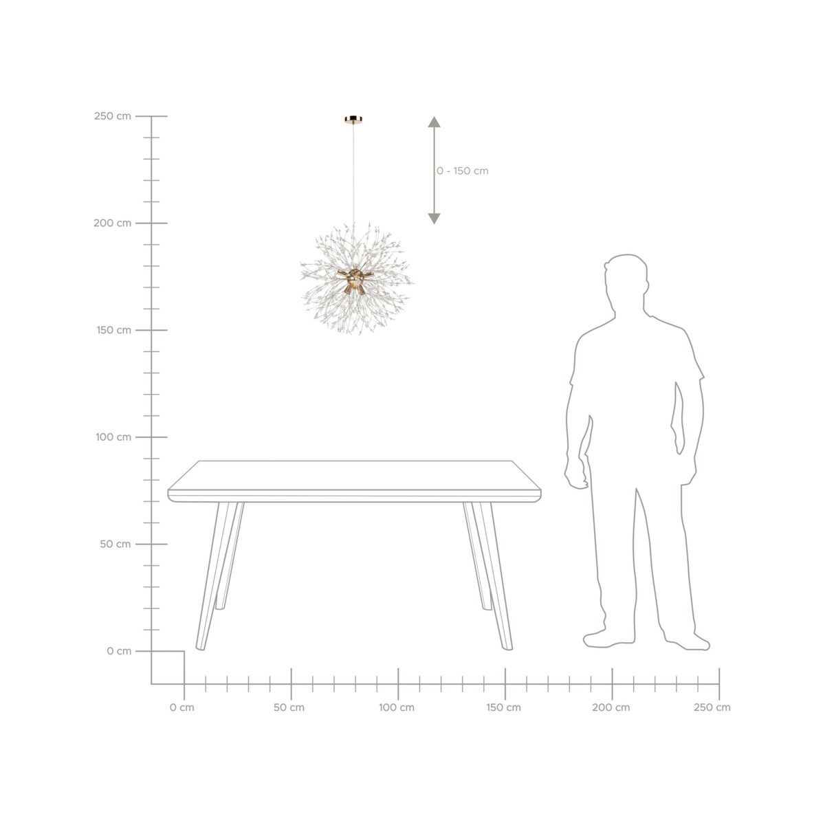 Lampa wisząca kryształowa złota TOROLA