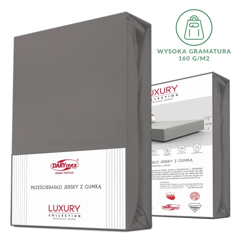 Prześcieradło z bawełny jersey z elastanem z gumką 90x200 kolor antracyt