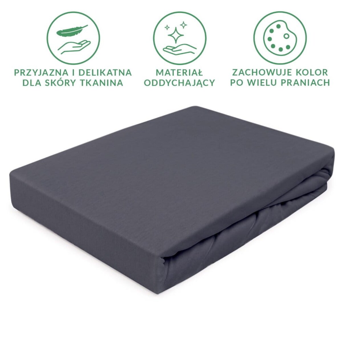 Prześcieradło z bawełny jersey z gumką 140x200 kolor Antracyt