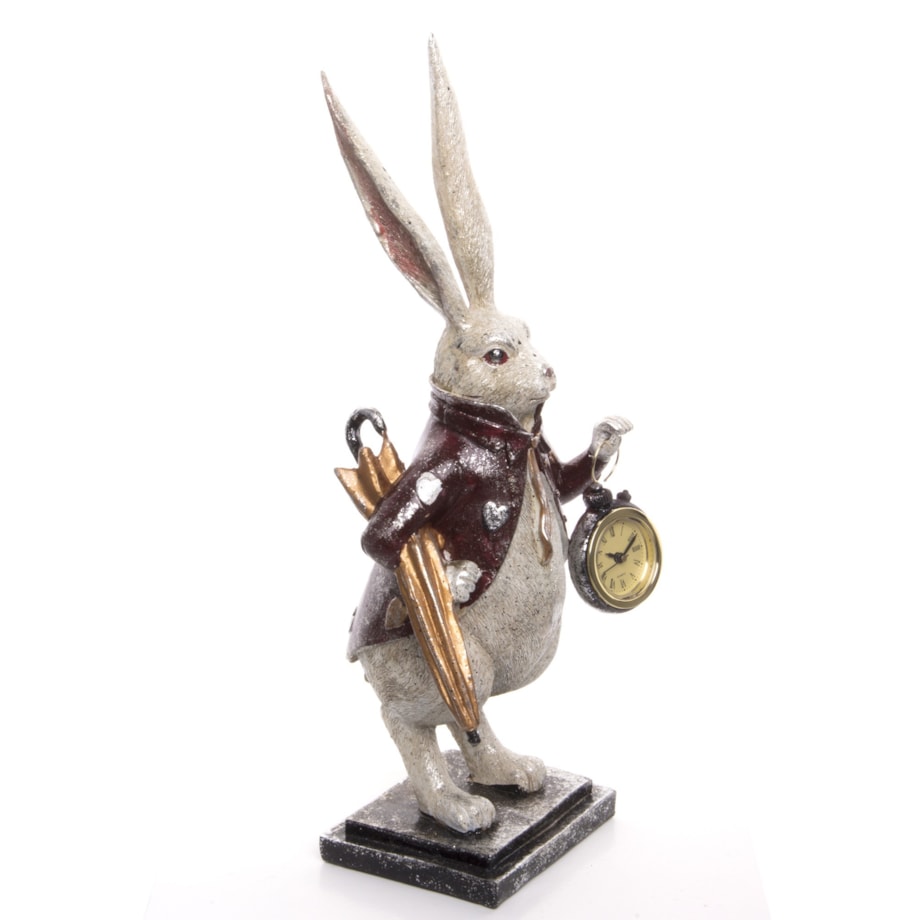 Dekoracja - królik 37,5x15x11 cm ARNABA z zegarkiem