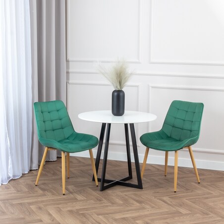 Krzesło tapicerowane do salonu jadalni pikowane welurowe zielone