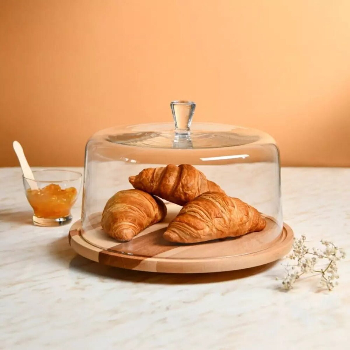 Patera Obrotowa Drewniana z Kloszem Pokrywą Krosno 33 cm Duża Elegancka