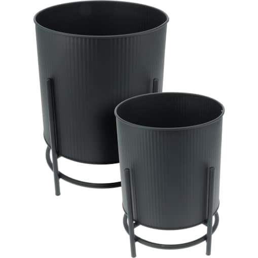 Metalowe osłonki na doniczki OMEE, 2 sztuki, Ø 17 + Ø 20 cm