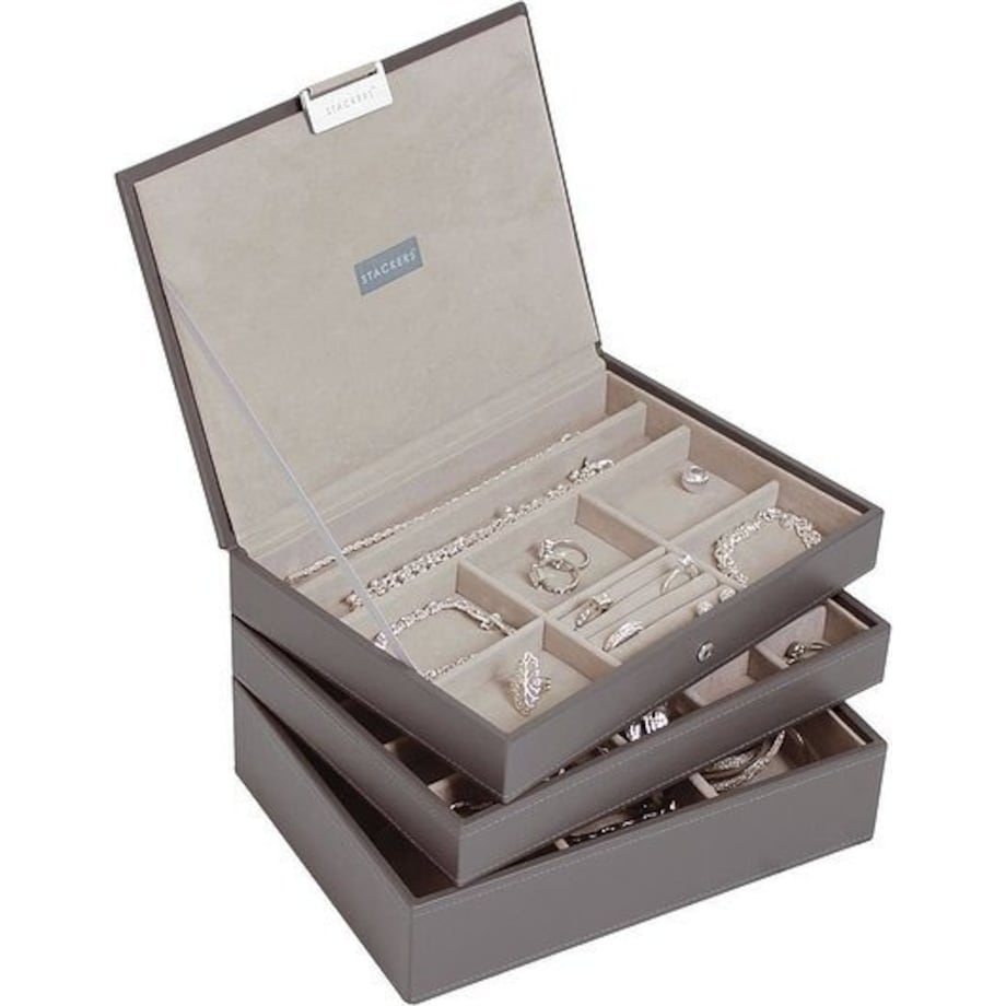 Szkatułka na biżuterię Stackers potrójna classic brązowoszara