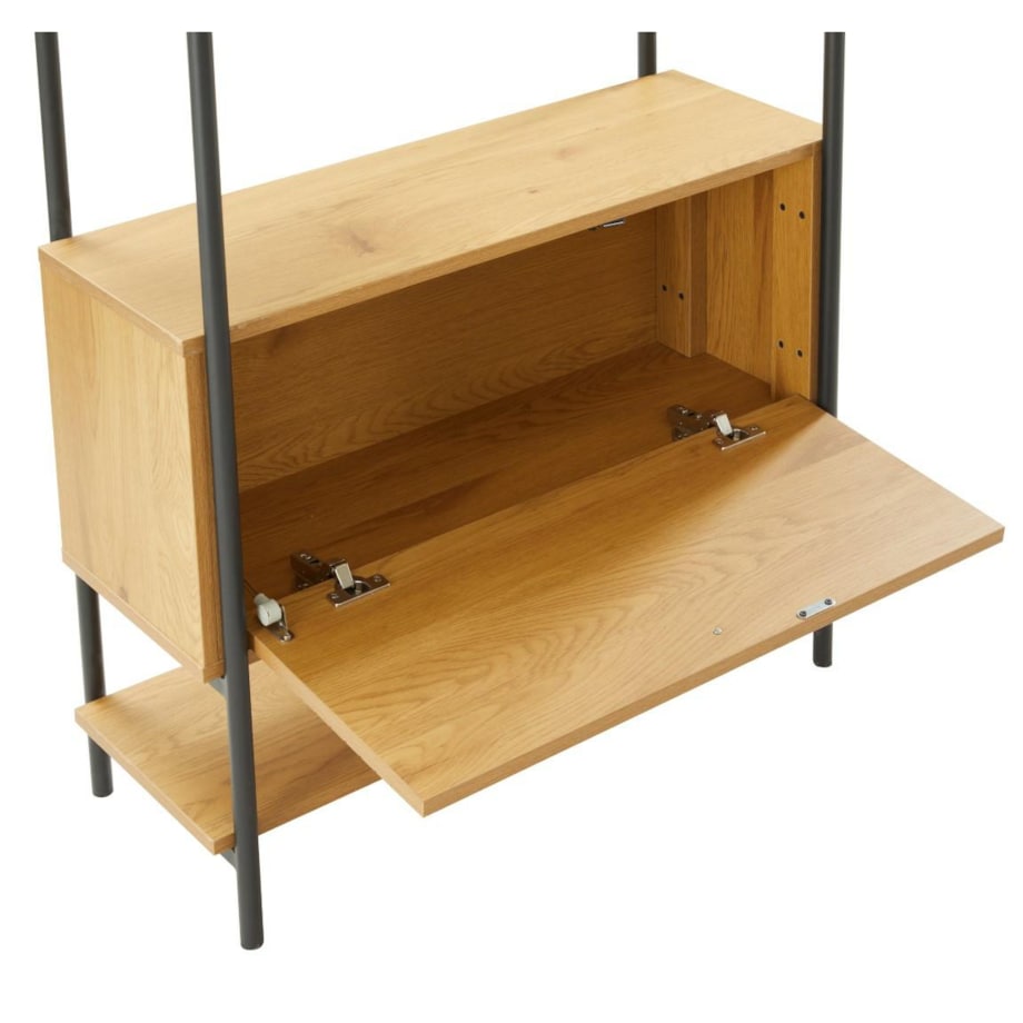 REGAŁ Z 5 PÓŁKAMI I SZAFKĄ Lattes okleina dębowa