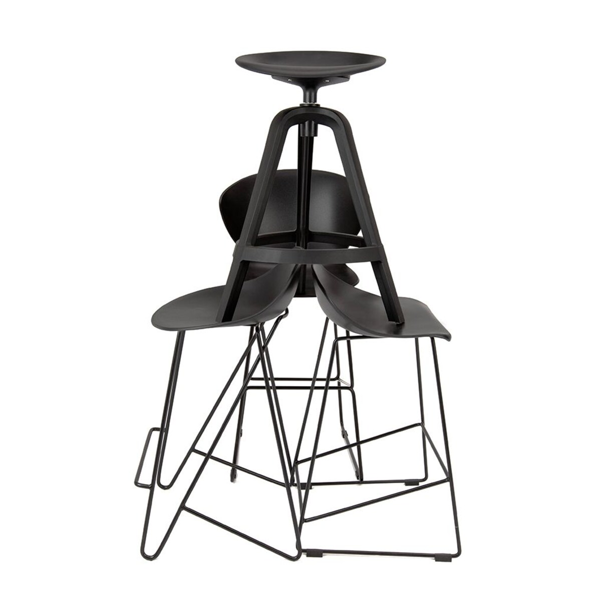 Krzesło barowe ROLF PC-148A czarne 66 cm - polipropylen, King Home