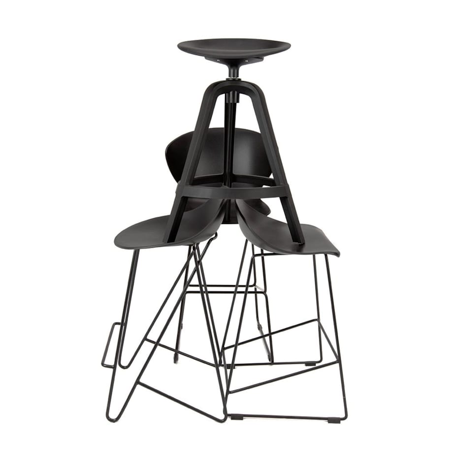 Krzesło barowe ROLF PC-148A czarne 66 cm - polipropylen, King Home