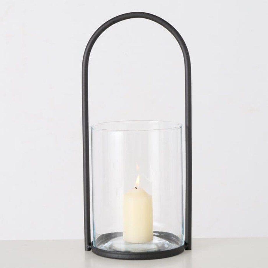 Świecznik Lexi Okrągły Wys 38 cm Czarny z Rączką na Tealights Glamour