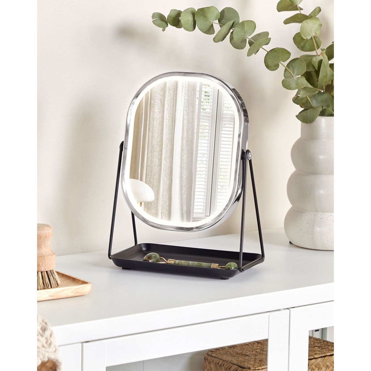 Lusterko kosmetyczne LED 20 x 22 cm srebrne DORDOGNE