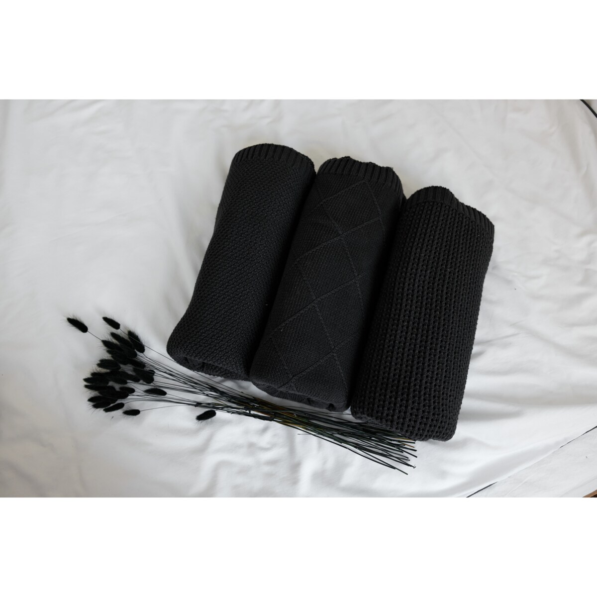 Pled pleciony czarny, 130 x 160 cm, La Manta