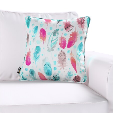 Poszewka Lola 45x45 różowe i turkusowe piórka