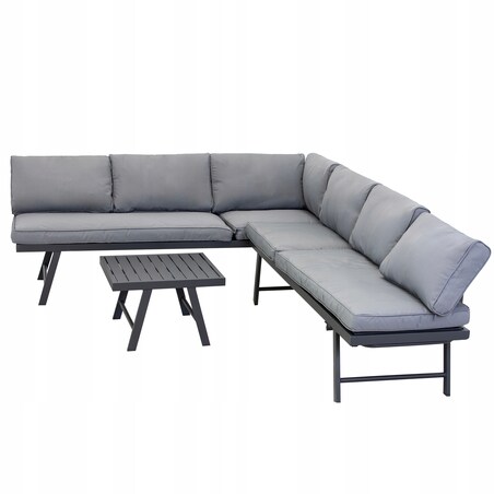 Modułowy zestaw mebli ogrodowych z sofami posiadającymi funkcję leżanki