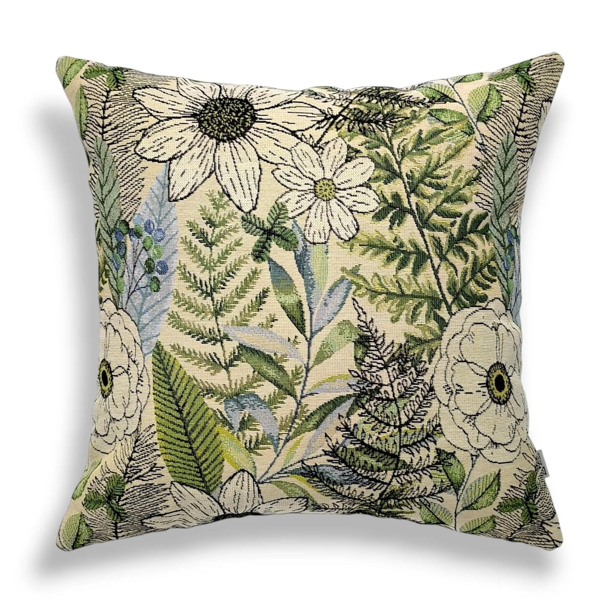 Żakardowa poduszka dekoracyjna Paprocie i Kwiaty 45x45 cm