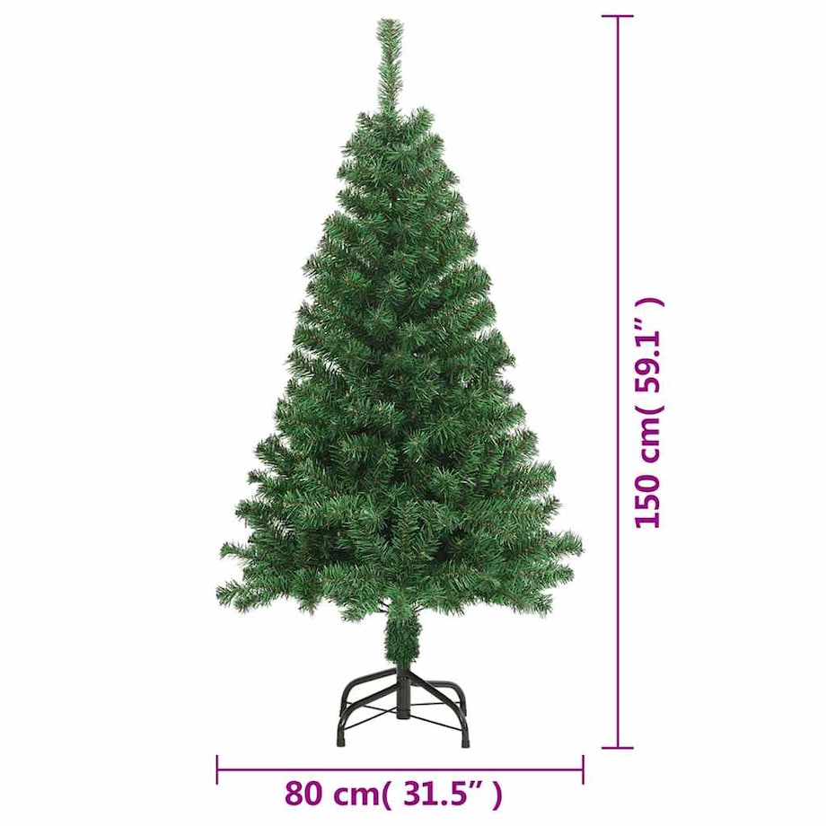 vidaXL Sztuczna choinka o grubych gałązkach, zielona, 150 cm, PVC